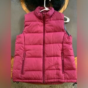 Raspberry Pink Puffer Vest - Lightweight Quilted Layer. Size SMALL.  LANDS END